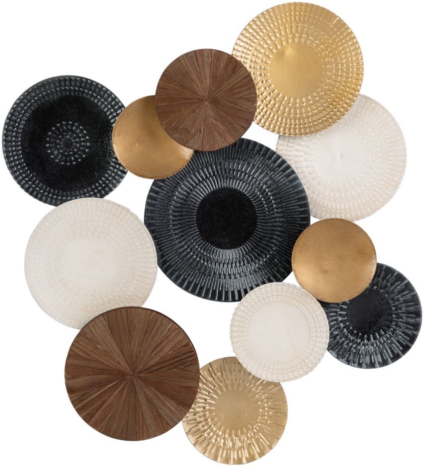Maisons du Monde Déco murale disques en métal noir, doré et blanc 57x58 Maisons du Monde Déco murale disques en métal noir, doré et blanc 57x58