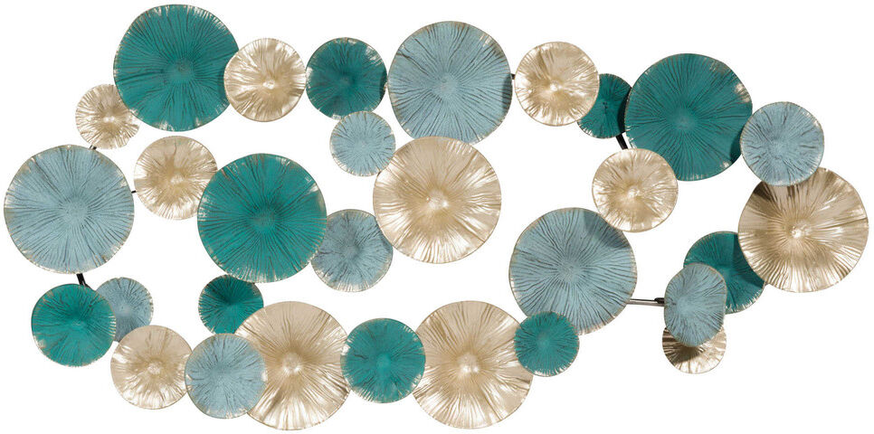 Maisons du Monde Déco murale en métal bleu et doré 47x97 Maisons du Monde Déco murale en métal bleu et doré 47x97