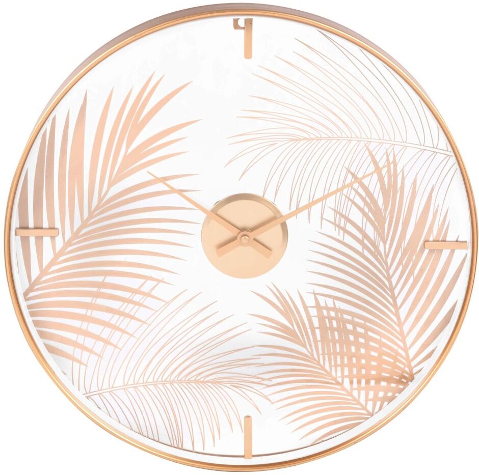 Maisons du Monde Horloge imprimé palmes en métal doré D40
