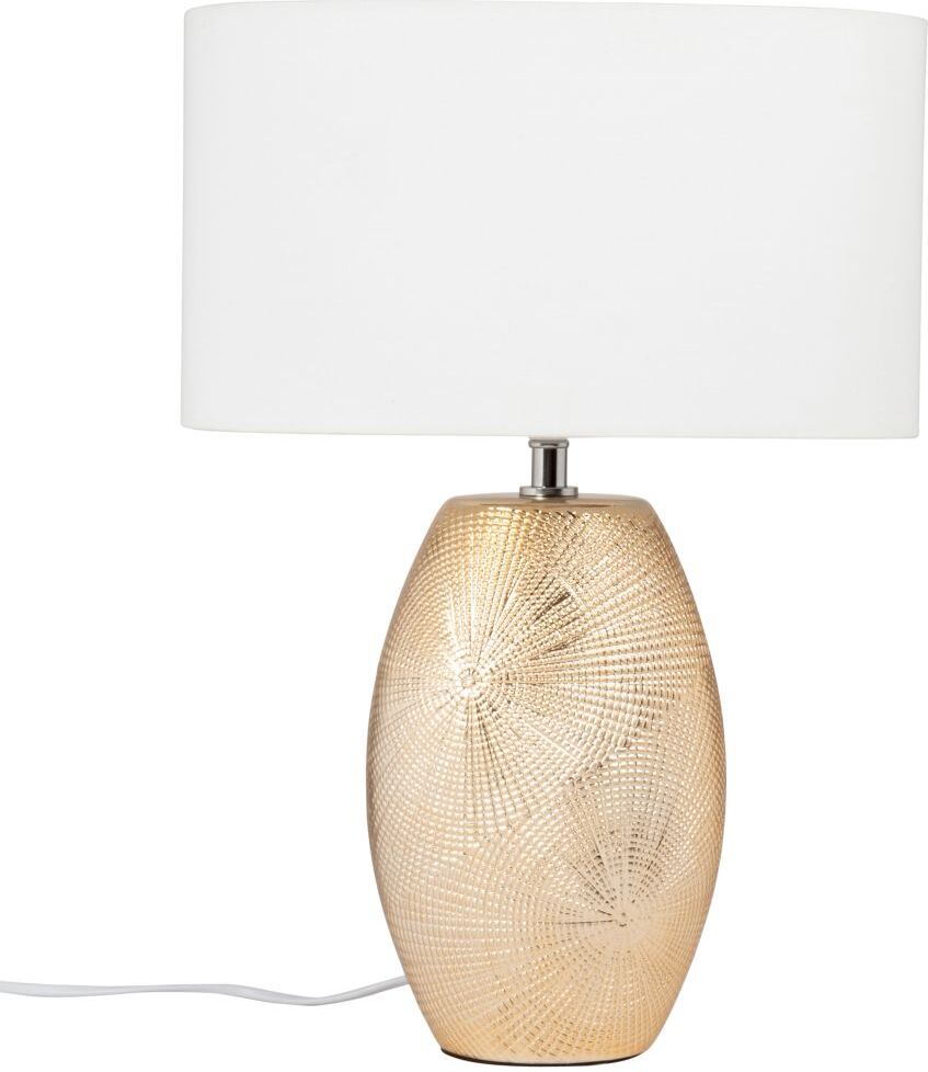 Maisons du Monde Lampe en céramique dorée et abat-jour en coton blanc Maisons du Monde Lampe en céramique dorée et abat-jour en coton blanc