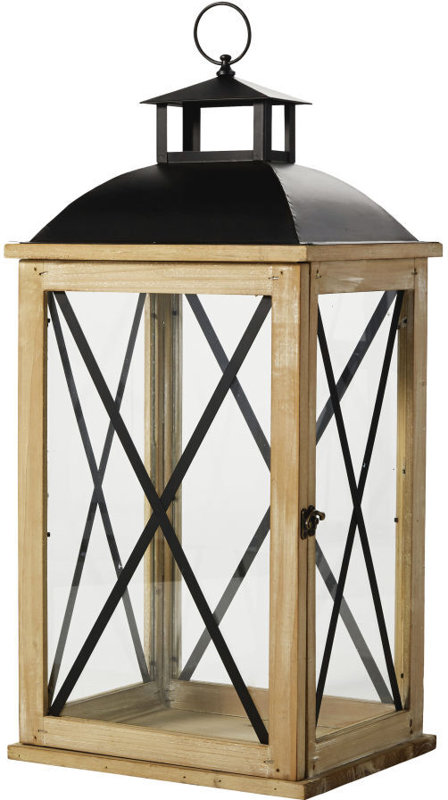 Maisons du Monde Lanterne en sapin et métal noir Maisons du Monde Lanterne en sapin et métal noir