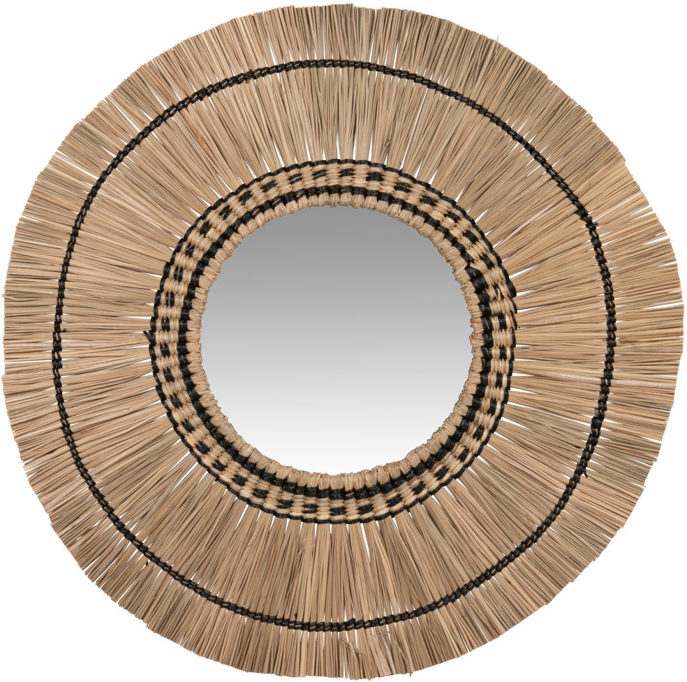 Maisons du Monde Miroir en jonc de mer noir et beige D70 Maisons du Monde Miroir en jonc de mer noir et beige D70