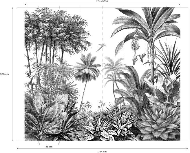 Maisons du Monde Papier peint intissé imprimé jungle noir et blanc 300x350 Maisons du Monde Papier peint intissé imprimé jungle noir et blanc 300x350