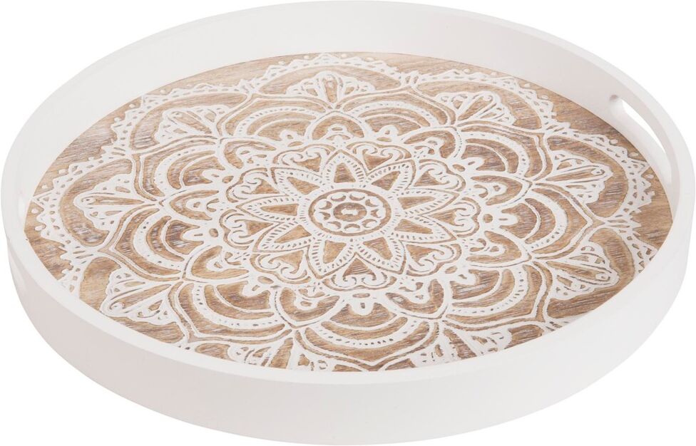 Maisons du Monde Plateau rond blanc à poignées Maisons du Monde Plateau rond blanc à poignées