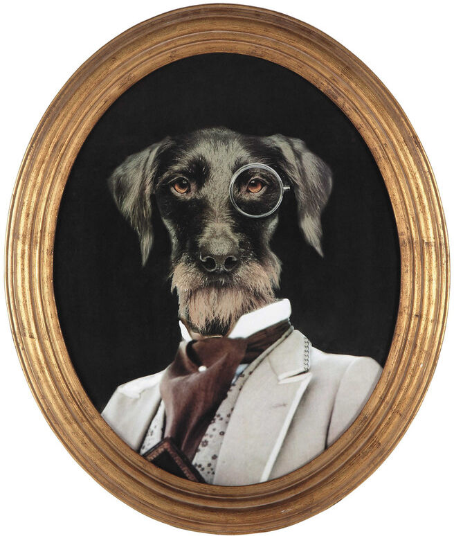 Maisons du Monde Tableau ovale portrait chien 53x64 Maisons du Monde Tableau ovale portrait chien 53x64