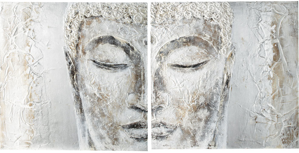 Maisons du Monde Toile diptyque peinte argentée 97x194 Maisons du Monde Toile diptyque peinte argentée 97x194