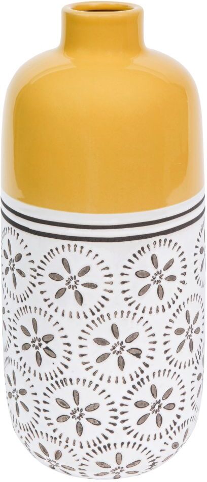 Maisons du Monde Vase en céramique jaune à motifs H30 Maisons du Monde Vase en céramique jaune à motifs H30