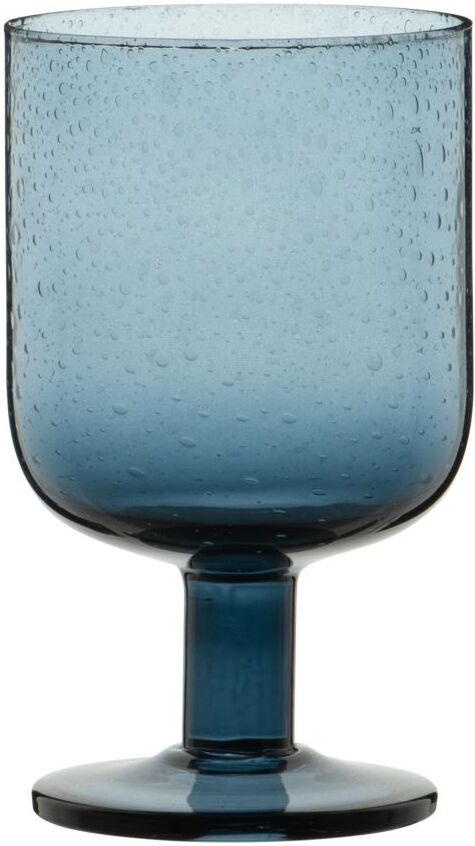 Maisons du Monde Verre à pied en verre bullé teinté bleu nuit Maisons du Monde Verre à pied en verre bullé teinté bleu nuit