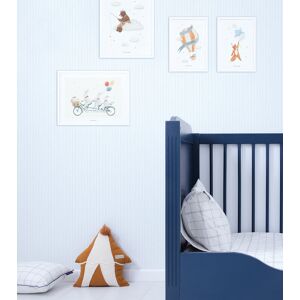 Lilipinso papier peint enfant motif rayures en papier blanc 50 cm x 10 m Bleu 1000x50cm