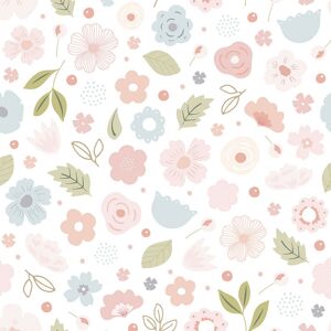 Lilipinso Papier peint motif fleurs (10 m) Rose 50x1000cm