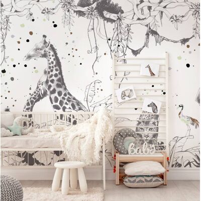 Acte Deco Papier peint enfant scènes girafes, gris foncé 425 x 250cm Gris 425x250x425cm - Publicité Acte Deco Papier peint enfant scènes girafes, gris foncé 425 x 250cm Gris 425x250x425cm - Publicité