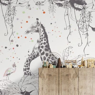 Acte Deco Papier peint enfant scènes girafes, gris clair 425 x 250cm Gris 425x250x425cm - Publicité Acte Deco Papier peint enfant scènes girafes, gris clair 425 x 250cm Gris 425x250x425cm - Publicité
