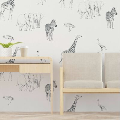 Acte Deco Papier peint enfant motif tanzanie, noir et blanc 525 x 250c Noir 525x250x525cm - Publicité Acte Deco Papier peint enfant motif tanzanie, noir et blanc 525 x 250c Noir 525x250x525cm - Publicité