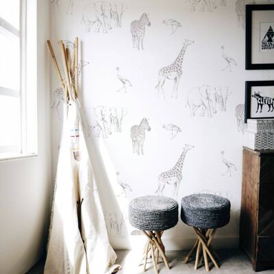 Acte Deco Papier peint enfant motif tanzanie, gris clair 150 x 250cm Gris 150x250x150cm - Publicité Acte Deco Papier peint enfant motif tanzanie, gris clair 150 x 250cm Gris 150x250x150cm - Publicité