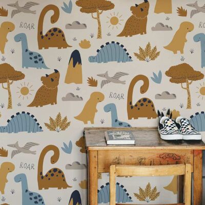Acte Deco Papier peint enfant dinosaures roarrr, 450 x 250cm Marron 450x250x450cm - Publicité Acte Deco Papier peint enfant dinosaures roarrr, 450 x 250cm Marron 450x250x450cm - Publicité