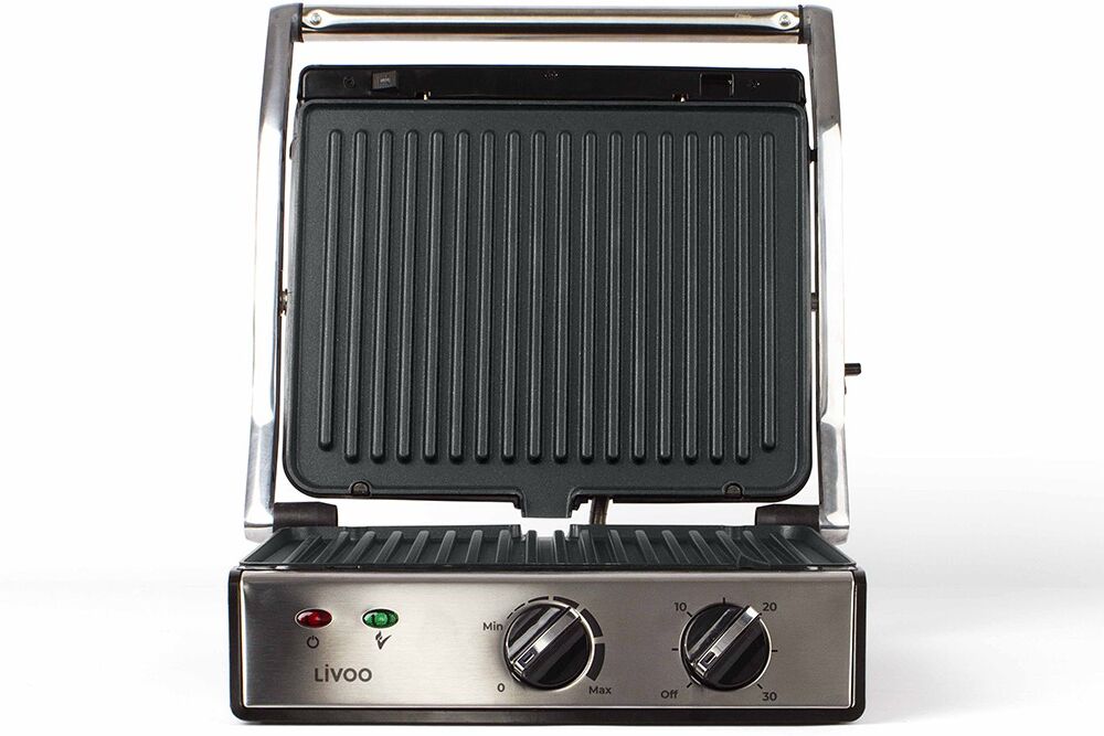 Livoo Grill viande et panini Gris 35x13x35cm