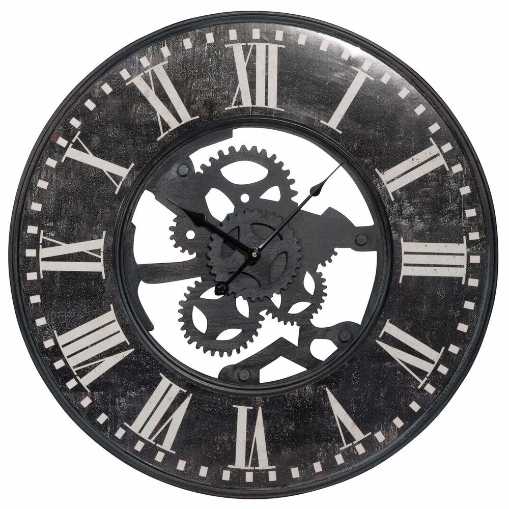 Maisons du Monde Horloge à rouages en métal noir effet vieilli D60