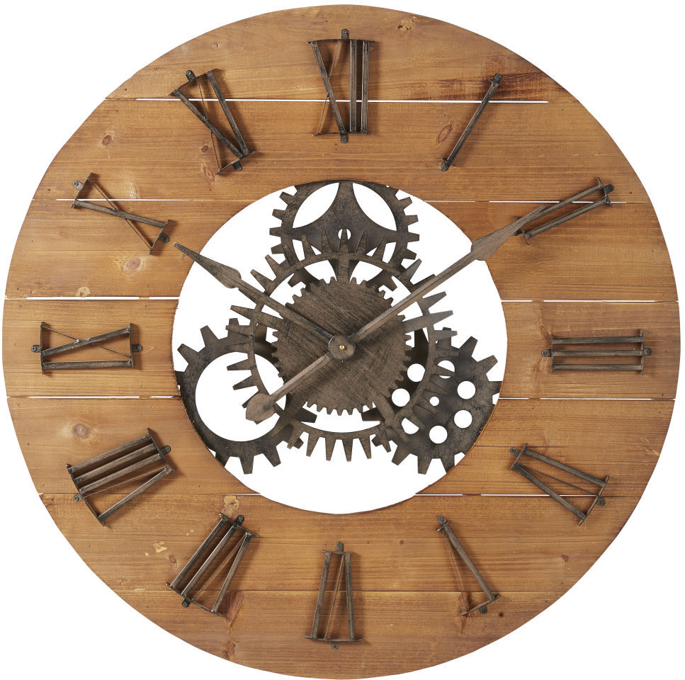 Maisons du Monde Horloge à rouages en sapin et métal noir D89 Maisons du Monde Horloge à rouages en sapin et métal noir D89
