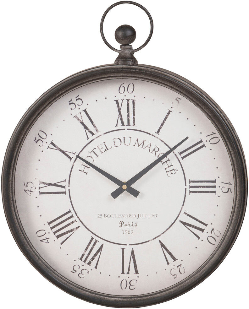 Maisons du Monde Horloge gousset en métal noir 41x51 Maisons du Monde Horloge gousset en métal noir 41x51