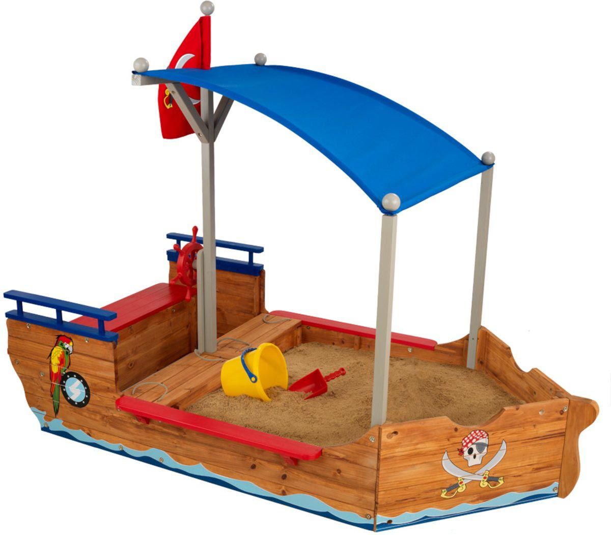 KidKraft Bac à sable original bateau pirate Multicolore 199x151x112cm