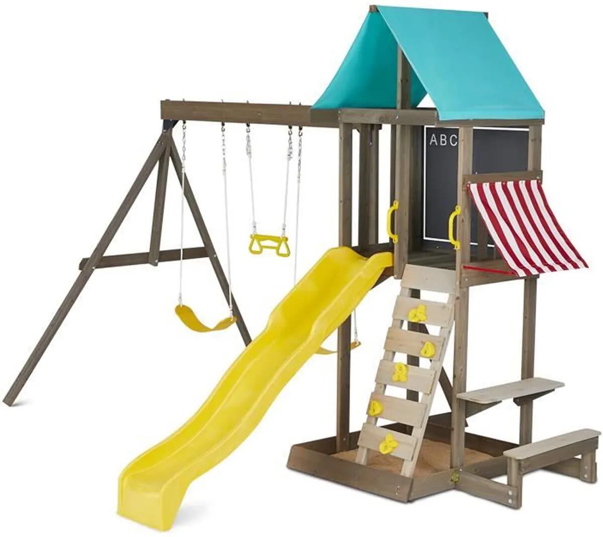 KidKraft Aire de jeux en bois avec toboggan newport Multicolore 399x269x311cm