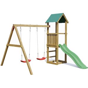 Fungoo Aire de jeux Lucas avec balançoire double - Fungoo Marron 310x245x275cm