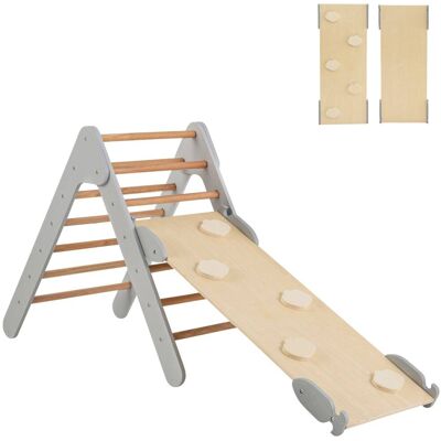 Giantex Triangle d'escalade avec toboggan rampe réversible gris Gris 85x74x48cm - Publicité Giantex Triangle d'escalade avec toboggan rampe réversible gris Gris 85x74x48cm - Publicité