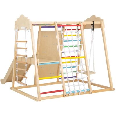 Giantex Escalade 8 en 1 montessori avec toboggan bois enfants multicolore Multicolore 140x126x110cm - Publicité Giantex Escalade 8 en 1 montessori avec toboggan bois enfants multicolore Multicolore 140x126x110cm - Publicité