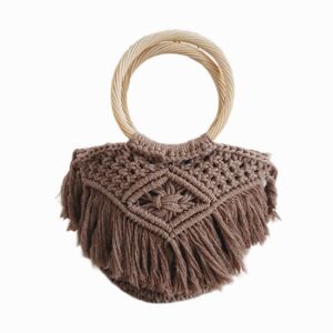 My Bliss Home Sac cabas en crochet, Marron Marron 30x65x18cm