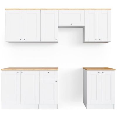Vicco Ligne de cuisine , pt goldkraft, blanc 240 x 82cm Blanc 240x82x60cm - Publicité Vicco Ligne de cuisine , pt goldkraft, blanc 240 x 82cm Blanc 240x82x60cm - Publicité