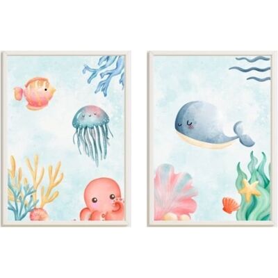 Crochetts Cadres pour enfants imprimé multicolore océan et baleine 43x33 Multicolore 3x43x33cm - Publicité Crochetts Cadres pour enfants imprimé multicolore océan et baleine 43x33 Multicolore 3x43x33cm - Publicité