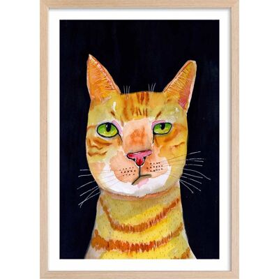 Hexoa Affiche enfant chat roux avec cadre bois 40x60 cm Vert 40x60x2cm - Publicité Hexoa Affiche enfant chat roux avec cadre bois 40x60 cm Vert 40x60x2cm - Publicité