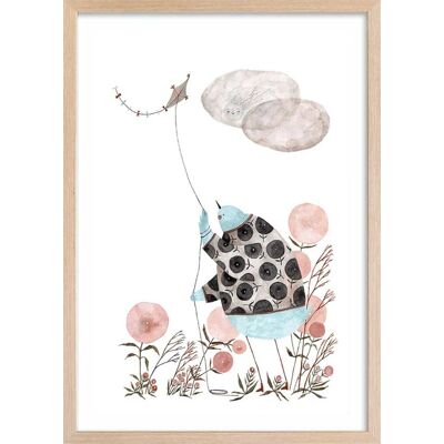 Hexoa Affiche enfant cerf volant avec cadre bois 40x60 cm Rose 40x60x2cm - Publicité Hexoa Affiche enfant cerf volant avec cadre bois 40x60 cm Rose 40x60x2cm - Publicité