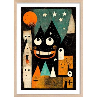Hexoa Affiche enfant ville des monstres avec cadre bois 40x60 cm Orange 40x60x2cm - Publicité Hexoa Affiche enfant ville des monstres avec cadre bois 40x60 cm Orange 40x60x2cm - Publicité