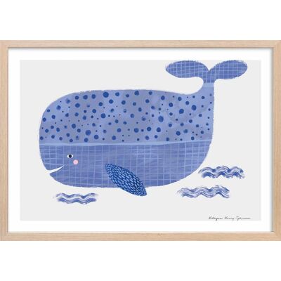 Hexoa Affiche enfant baleine bleue avec cadre bois 60x40 cm Bleu 60x40x2cm - Publicité Hexoa Affiche enfant baleine bleue avec cadre bois 60x40 cm Bleu 60x40x2cm - Publicité