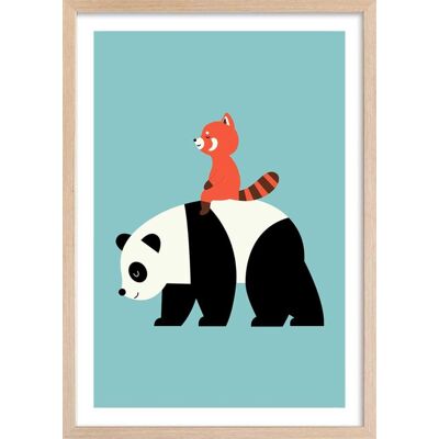 Hexoa Affiche enfant panda walk avec cadre bois 40x60 cm Bleu 40x60x2cm - Publicité Hexoa Affiche enfant panda walk avec cadre bois 40x60 cm Bleu 40x60x2cm - Publicité