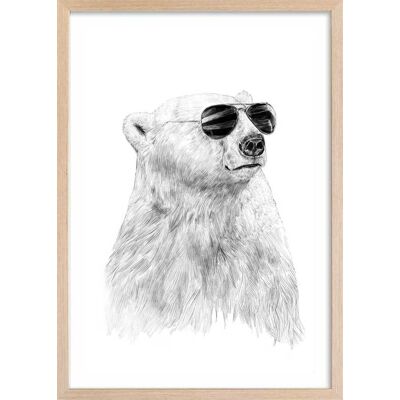 Hexoa Affiche enfant ours polaire et lunette avec cadre bois 40x60 cm Blanc 40x60x2cm - Publicité Hexoa Affiche enfant ours polaire et lunette avec cadre bois 40x60 cm Blanc 40x60x2cm - Publicité