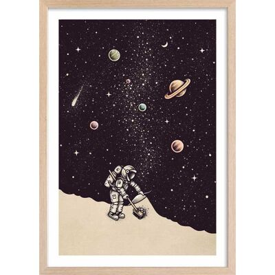 Hexoa Affiche enfant coup de balai avec cadre bois 40x60 cm Noir 40x60x2cm - Publicité Hexoa Affiche enfant coup de balai avec cadre bois 40x60 cm Noir 40x60x2cm - Publicité