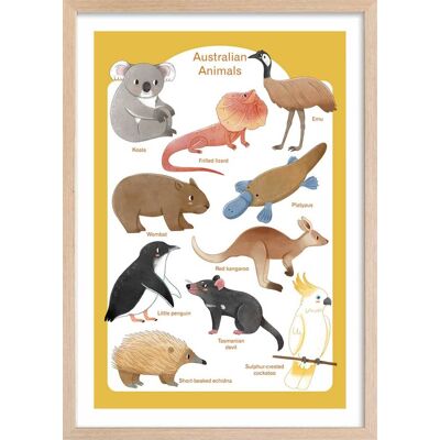 Hexoa Affiche enfant animaux d' australie avec cadre bois 40x60 cm Orange 40x60x2cm - Publicité Hexoa Affiche enfant animaux d' australie avec cadre bois 40x60 cm Orange 40x60x2cm - Publicité