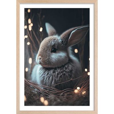 Hexoa Affiche enfant lapin dans le nid avec cadre bois 40x60 cm Marron 40x60x2cm - Publicité Hexoa Affiche enfant lapin dans le nid avec cadre bois 40x60 cm Marron 40x60x2cm - Publicité