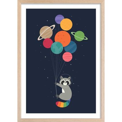 Hexoa Affiche enfant raton dans la galaxie avec cadre bois 40x60 cm Bleu 40x60x2cm - Publicité Hexoa Affiche enfant raton dans la galaxie avec cadre bois 40x60 cm Bleu 40x60x2cm - Publicité
