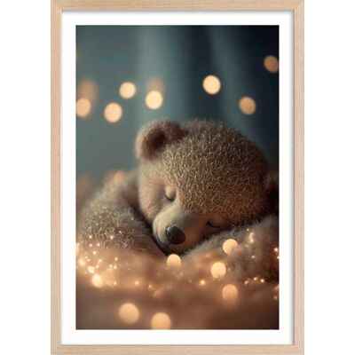 Hexoa Affiche enfant mon nounours endormi avec cadre bois 40x60 cm Bleu 40x60x2cm - Publicité Hexoa Affiche enfant mon nounours endormi avec cadre bois 40x60 cm Bleu 40x60x2cm - Publicité