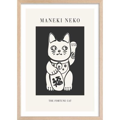 Hexoa Affiche enfant manekineko avec cadre bois 40x60 cm Noir 40x60x2cm - Publicité Hexoa Affiche enfant manekineko avec cadre bois 40x60 cm Noir 40x60x2cm - Publicité