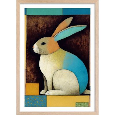 Hexoa Affiche enfant lapin dans la boîte avec cadre bois 40x60 cm Multicolore 40x60x2cm - Publicité Hexoa Affiche enfant lapin dans la boîte avec cadre bois 40x60 cm Multicolore 40x60x2cm - Publicité