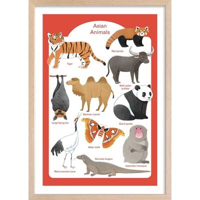 Hexoa Affiche enfant animaux d' asie avec cadre bois 40x60 cm Rose 40x60x2cm - Publicité Hexoa Affiche enfant animaux d' asie avec cadre bois 40x60 cm Rose 40x60x2cm - Publicité