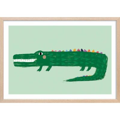 Hexoa Affiche enfant crocodile vert avec cadre bois 60x40 cm Vert 60x40x2cm - Publicité Hexoa Affiche enfant crocodile vert avec cadre bois 60x40 cm Vert 60x40x2cm - Publicité