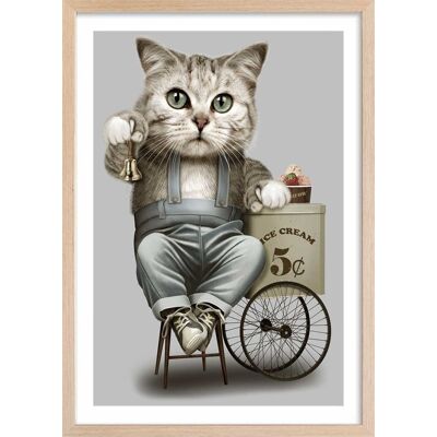 Hexoa Affiche enfant vendeur de crême glacé avec cadre bois 40x60 cm Rose 40x60x2cm - Publicité Hexoa Affiche enfant vendeur de crême glacé avec cadre bois 40x60 cm Rose 40x60x2cm - Publicité