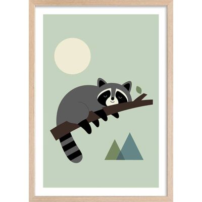 Hexoa Affiche enfant raton sur sa branche avec cadre bois 40x60 cm Vert 40x60x2cm - Publicité Hexoa Affiche enfant raton sur sa branche avec cadre bois 40x60 cm Vert 40x60x2cm - Publicité