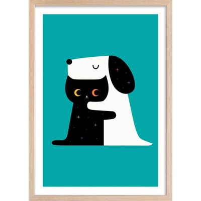 Hexoa Affiche enfant calin ami ennemi avec cadre bois 40x60 cm Bleu 40x60x2cm - Publicité Hexoa Affiche enfant calin ami ennemi avec cadre bois 40x60 cm Bleu 40x60x2cm - Publicité