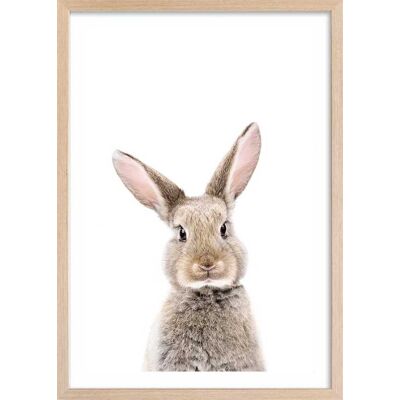 Hexoa Affiche enfant bébé lapin avec cadre bois 40x60 cm Beige 40x60x2cm - Publicité Hexoa Affiche enfant bébé lapin avec cadre bois 40x60 cm Beige 40x60x2cm - Publicité